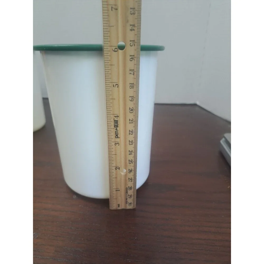 Vintage Tupperware One Touch Utensil Holder White With Hunter Green Trim 2422B-3